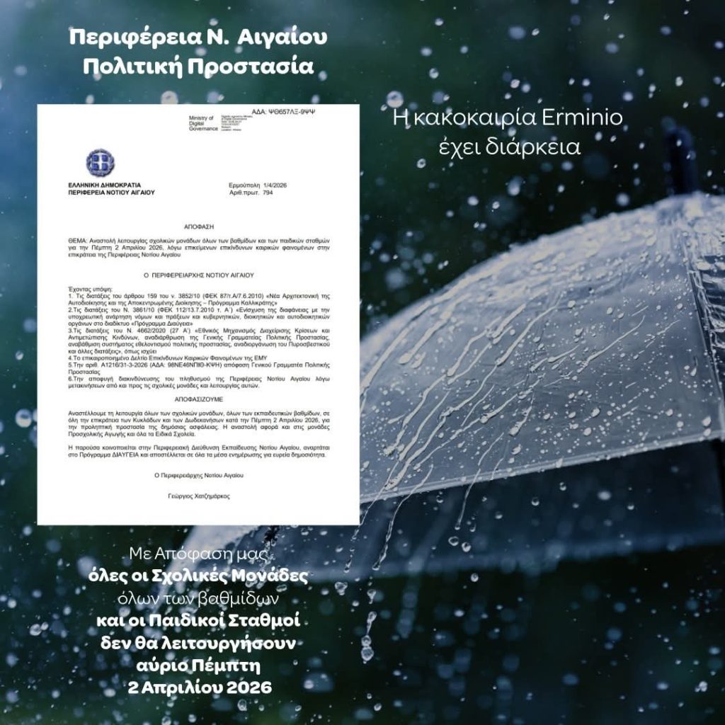 Αναστολή Λειτουργίας Σχολικών Μονάδων