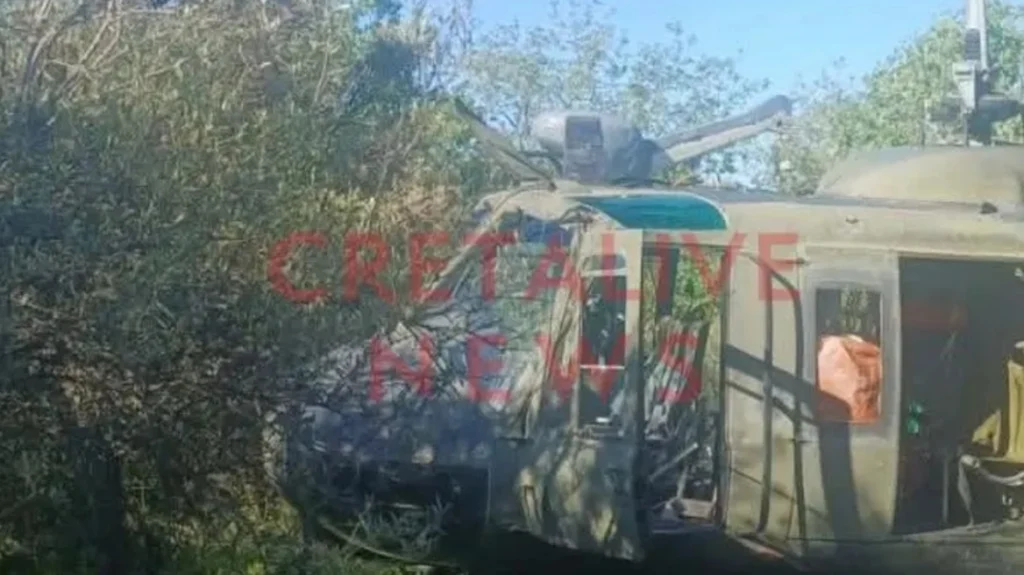 Αναγκαστική προσγείωση ελικοπτέρου της Πολεμικής Αεροπορίας στο Ηράκλειο Κρήτης, δείτε φωτογραφίες
