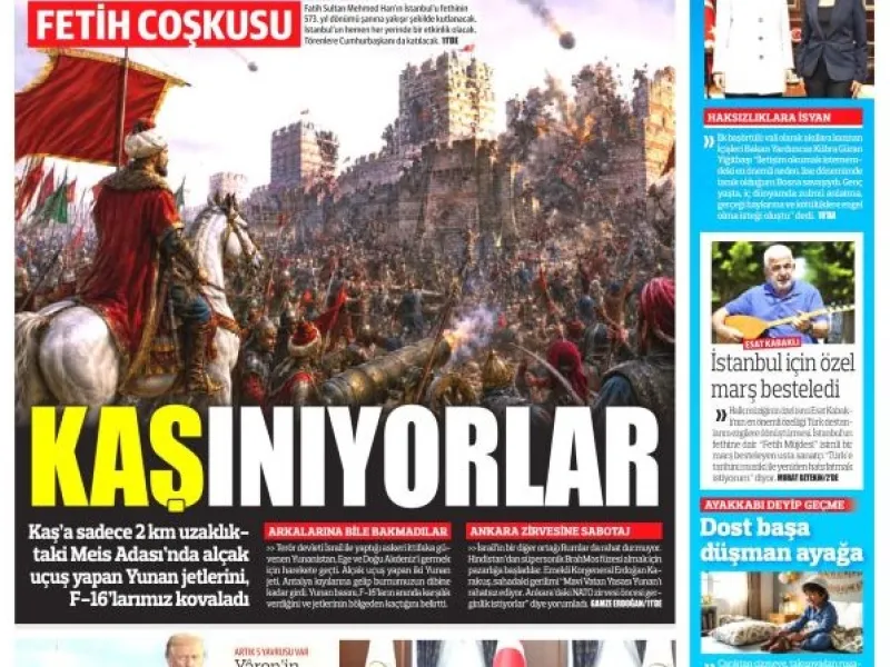 «Οι Έλληνες ξύνονται»: Προκλητικό πρωτοσέλιδο της εφημερίδας Turkiye ανήμερα της επετείου της Άλωσης «Οι Έλληνες ξύνονται»: Προκλητικό πρωτοσέλιδο της εφημερίδας Turkiye ανήμερα της επετείου της Άλωσης