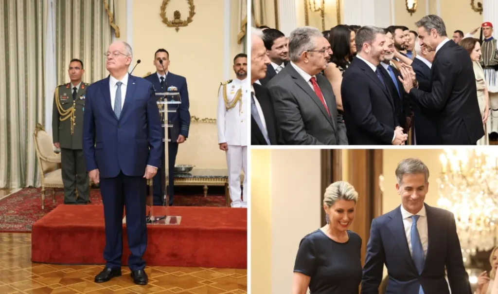 Προεδρικό Μέγαρο: Τα “κλικ” της δεξίωσης για τα 52 χρόνια από την αποκατάσταση της Δημοκρατίας – Τα χαμόγελα, οι χειραψίες, οι εντυπωσιακές εμφανίσεις και οι απουσίες (Εικόνες)