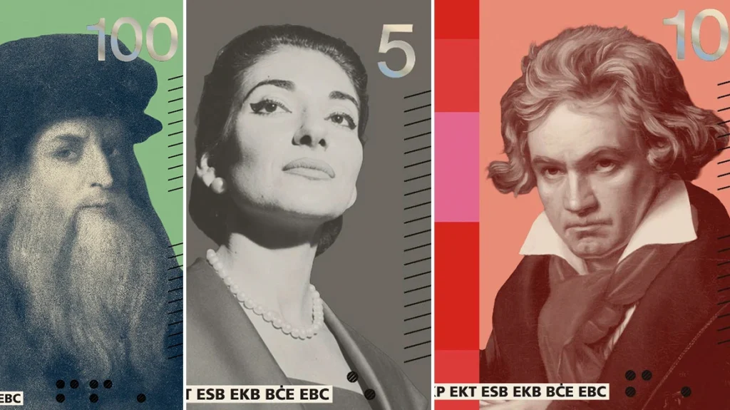 Με Μαρία Κάλλας, Μπετόβεν, Μαρί Κιουρί και Λεονάρντο ντα Βίντσι τα νέα χαρτονομίσματα του ευρώ, δείτε φωτογραφίες Με Μαρία Κάλλας, Μπετόβεν, Μαρί Κιουρί και Λεονάρντο ντα Βίντσι τα νέα χαρτονομίσματα του ευρώ, δείτε φωτογραφίες